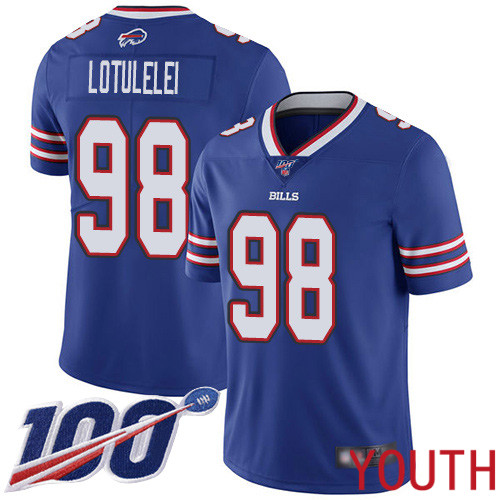 Youth Buffalo Bills #98 Star Lotulelei Royal Blue Team Color Vapor Untouchable Limited Player 100th Season NFL Jersey